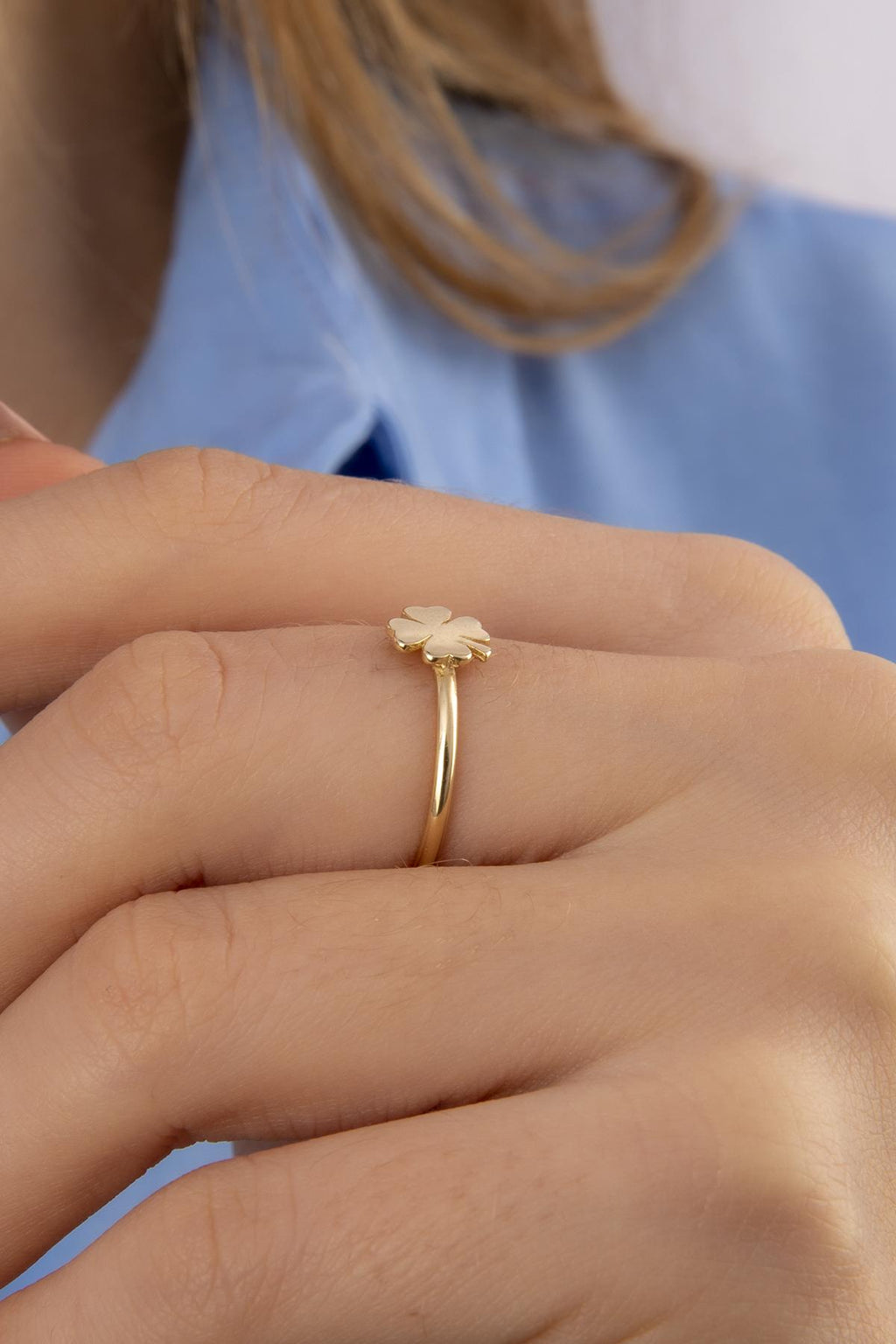 14ct Gold 4 Leaf Clover Shaped Ring