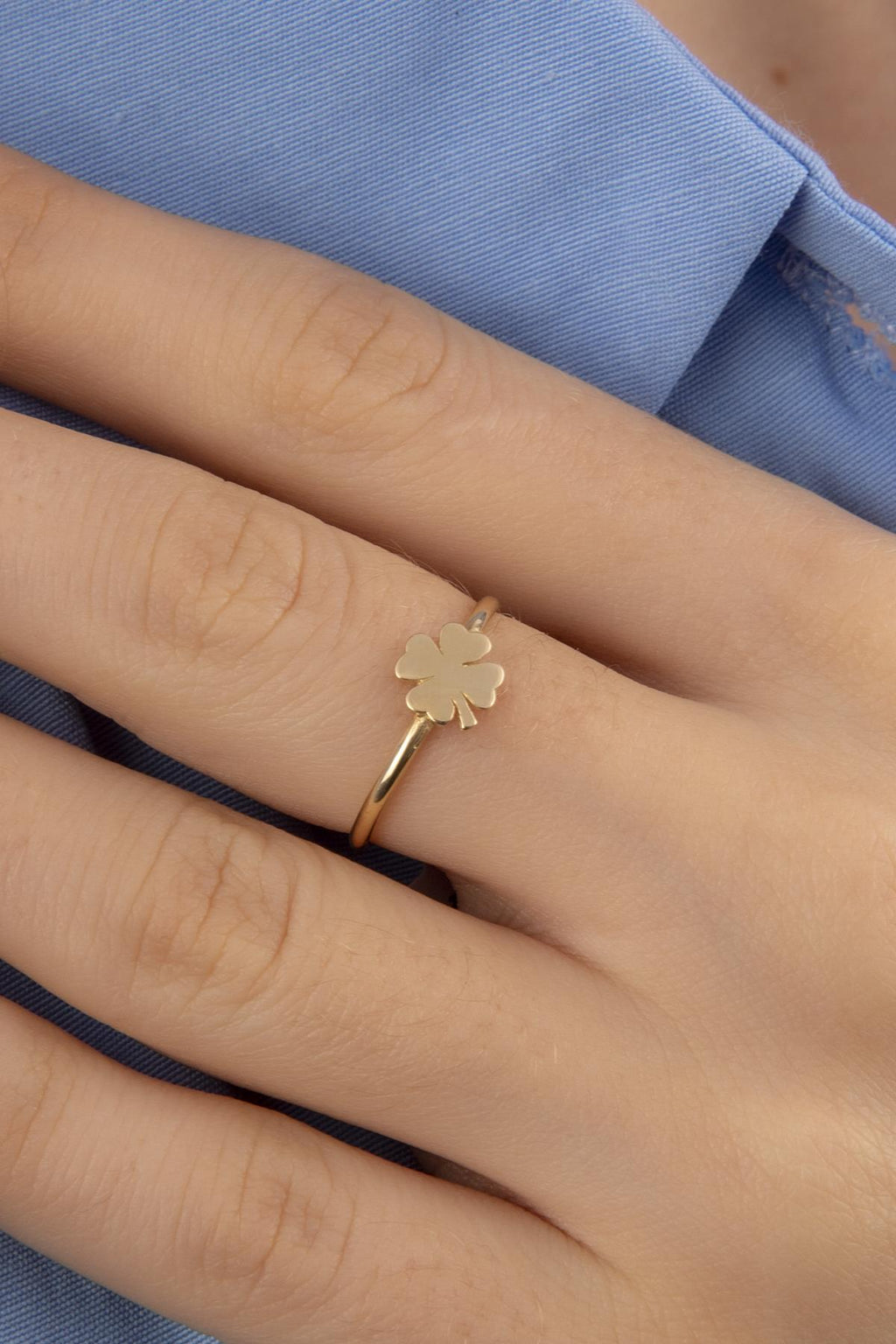14ct Gold 4 Leaf Clover Shaped Ring
