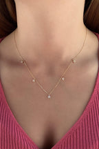 14ct Gold 5 Star Stone Drop Necklace