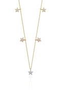 14ct Gold 5 Star Stone Drop Necklace