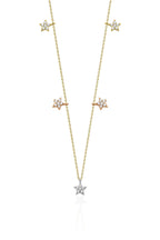 14ct Gold 5 Star Stone Drop Necklace
