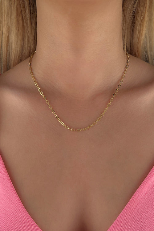 14ct Gold Almond Paperclip Chain 0.122  inch