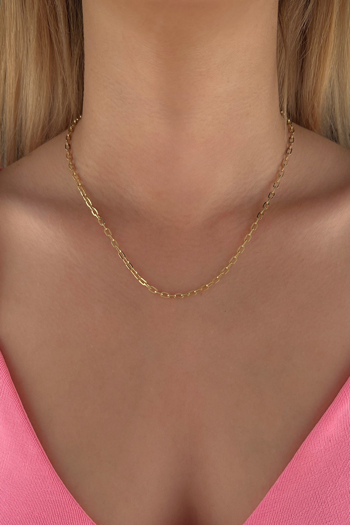 14ct Gold Almond Paperclip Chain 0.122  inch
