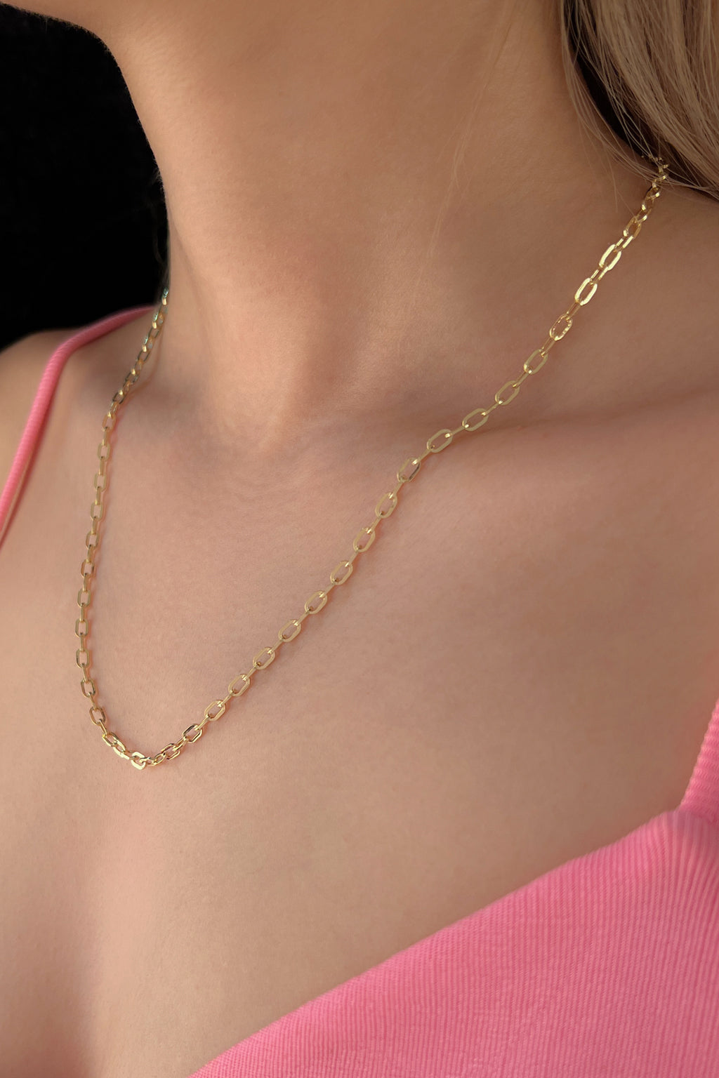 14ct Gold Almond Paperclip Chain 0.122  inch