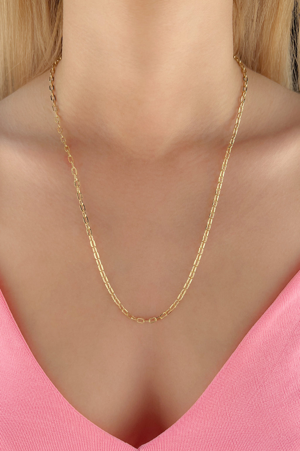 14ct Gold Almond Paperclip Chain 0.122  inch