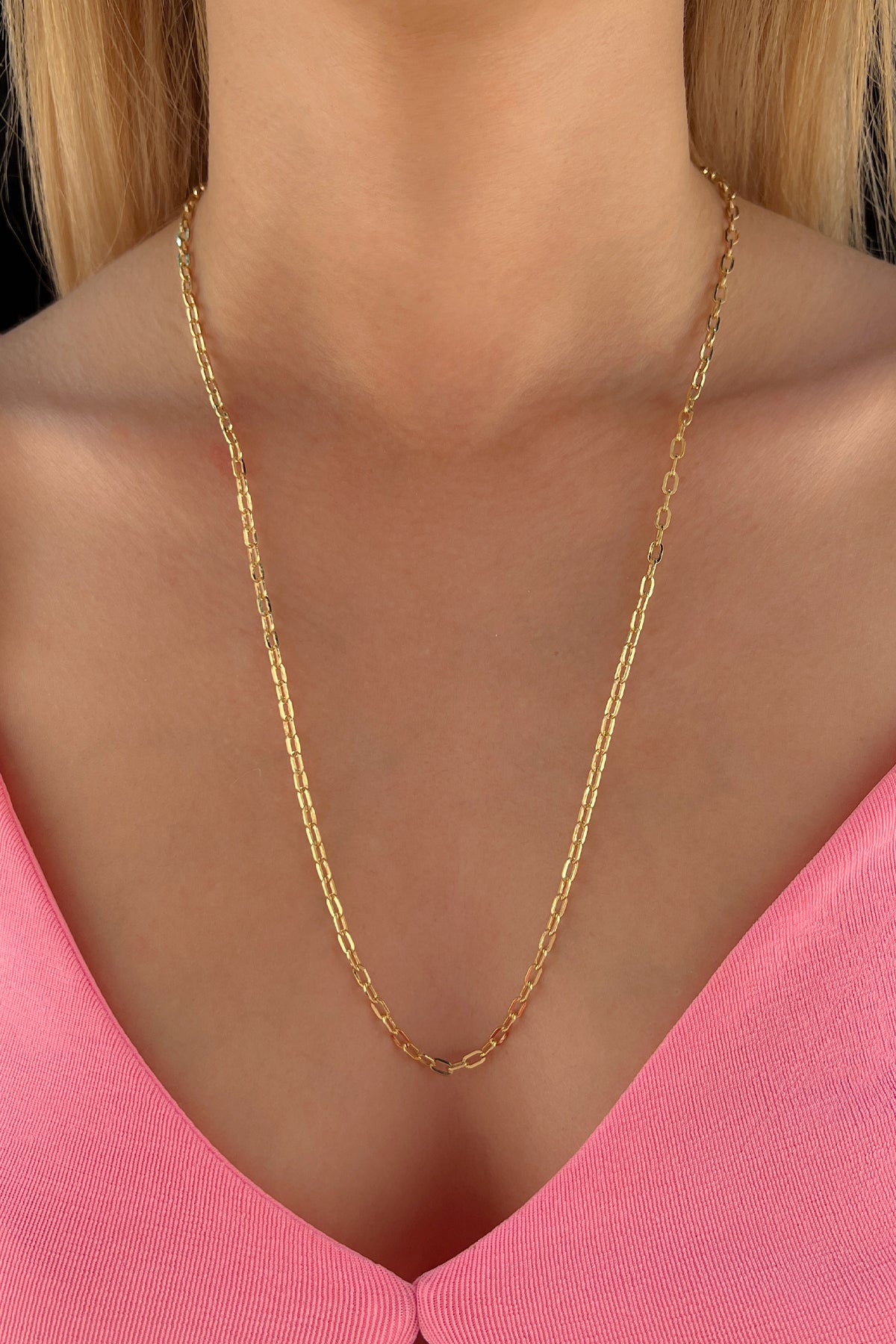14ct Gold Almond Paperclip Chain 0.122  inch