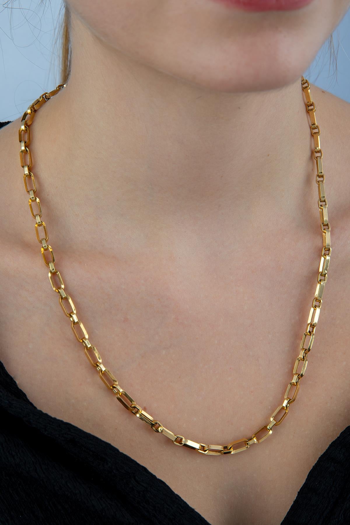 14K Gold Alternating Rectangle Paperclip Chain 0.196 inch