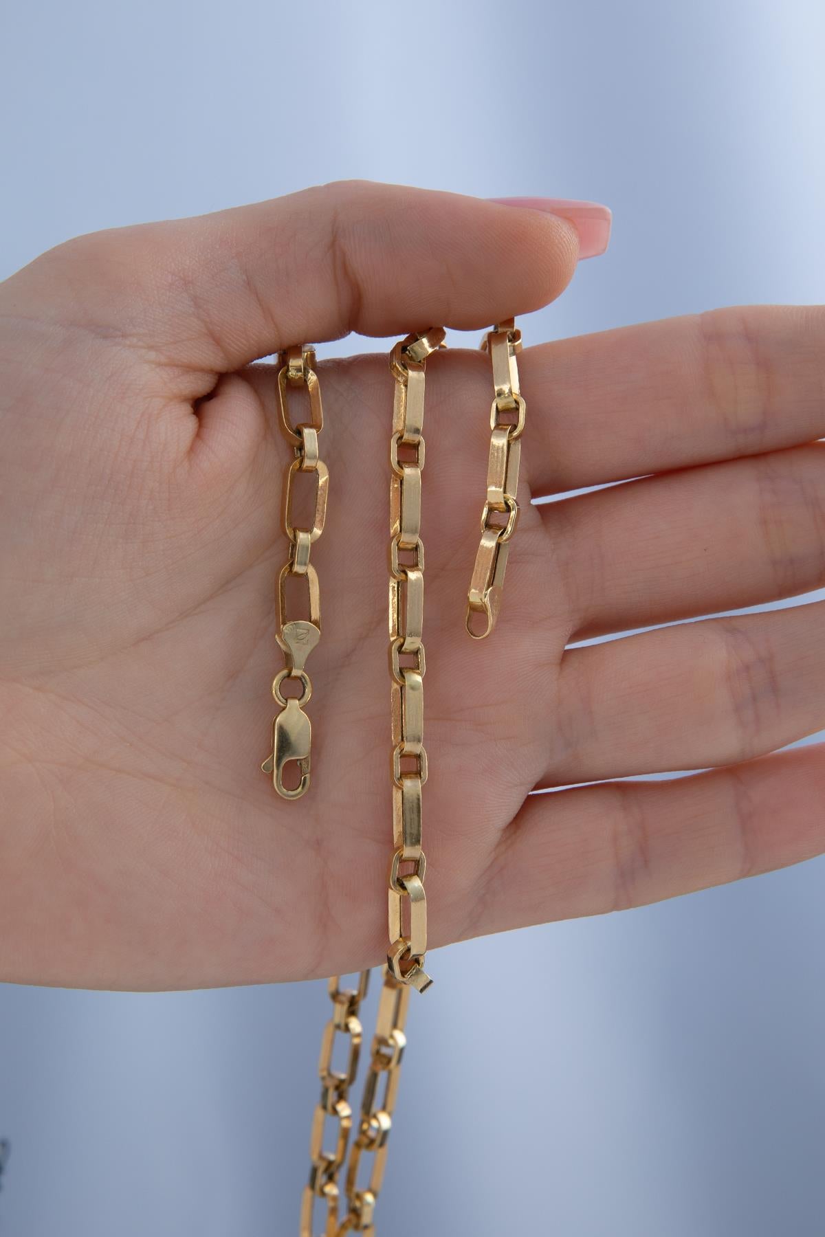 14ct Gold Alternating Rectangle Paperclip Chain