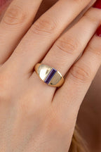 14ct Gold Amethyst Bar Ring