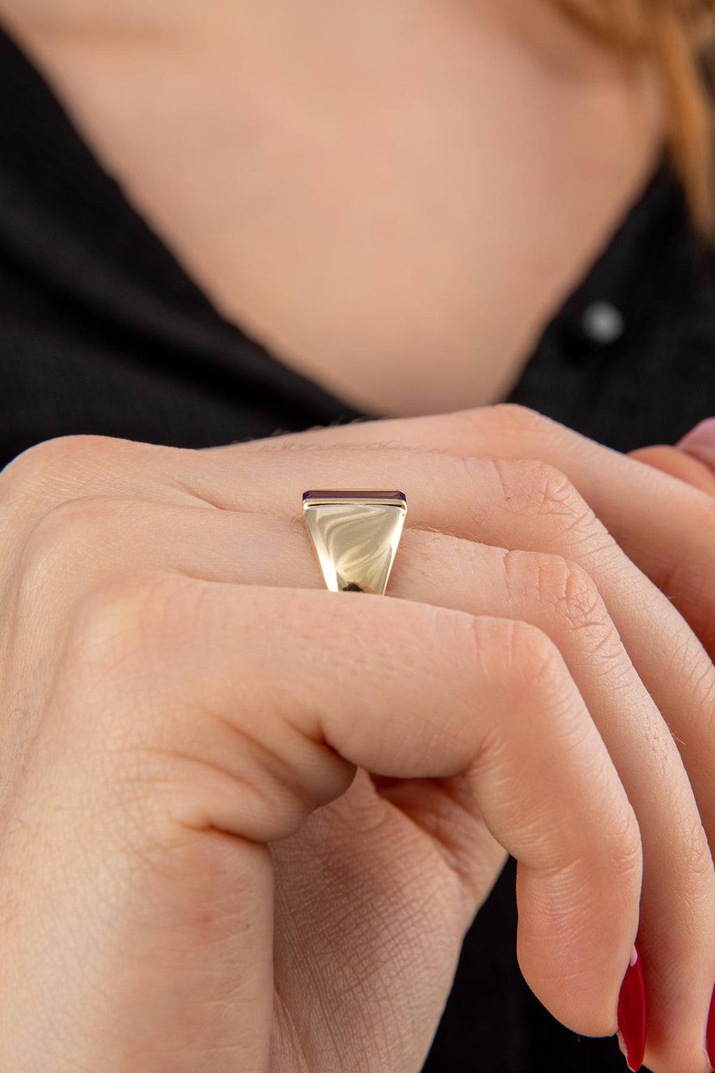 14ct Gold Amethyst Bar Ring