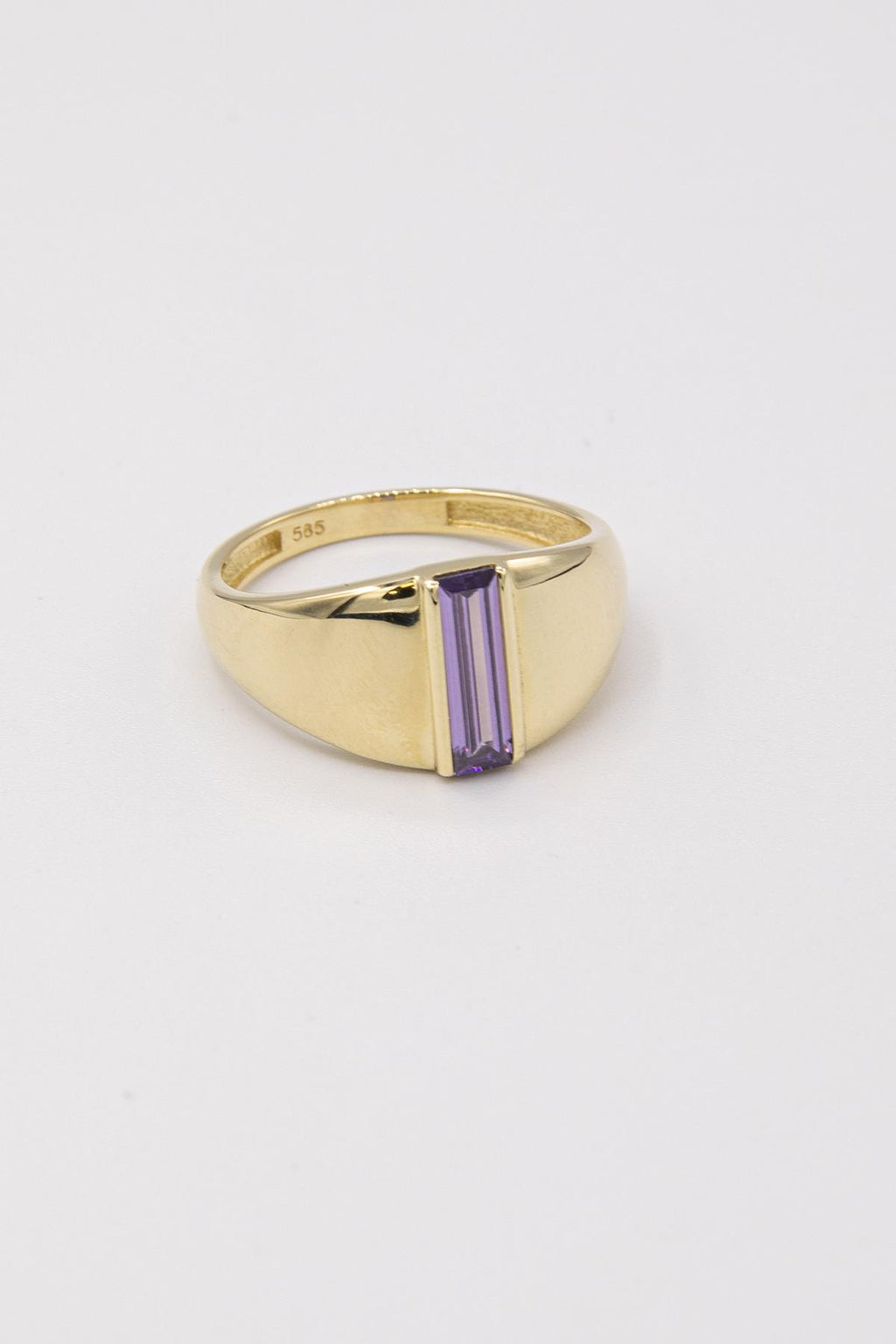 14ct Gold Amethyst Bar Ring