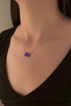 14ct Gold Amethyst Stones Designed Rectangle Necklace