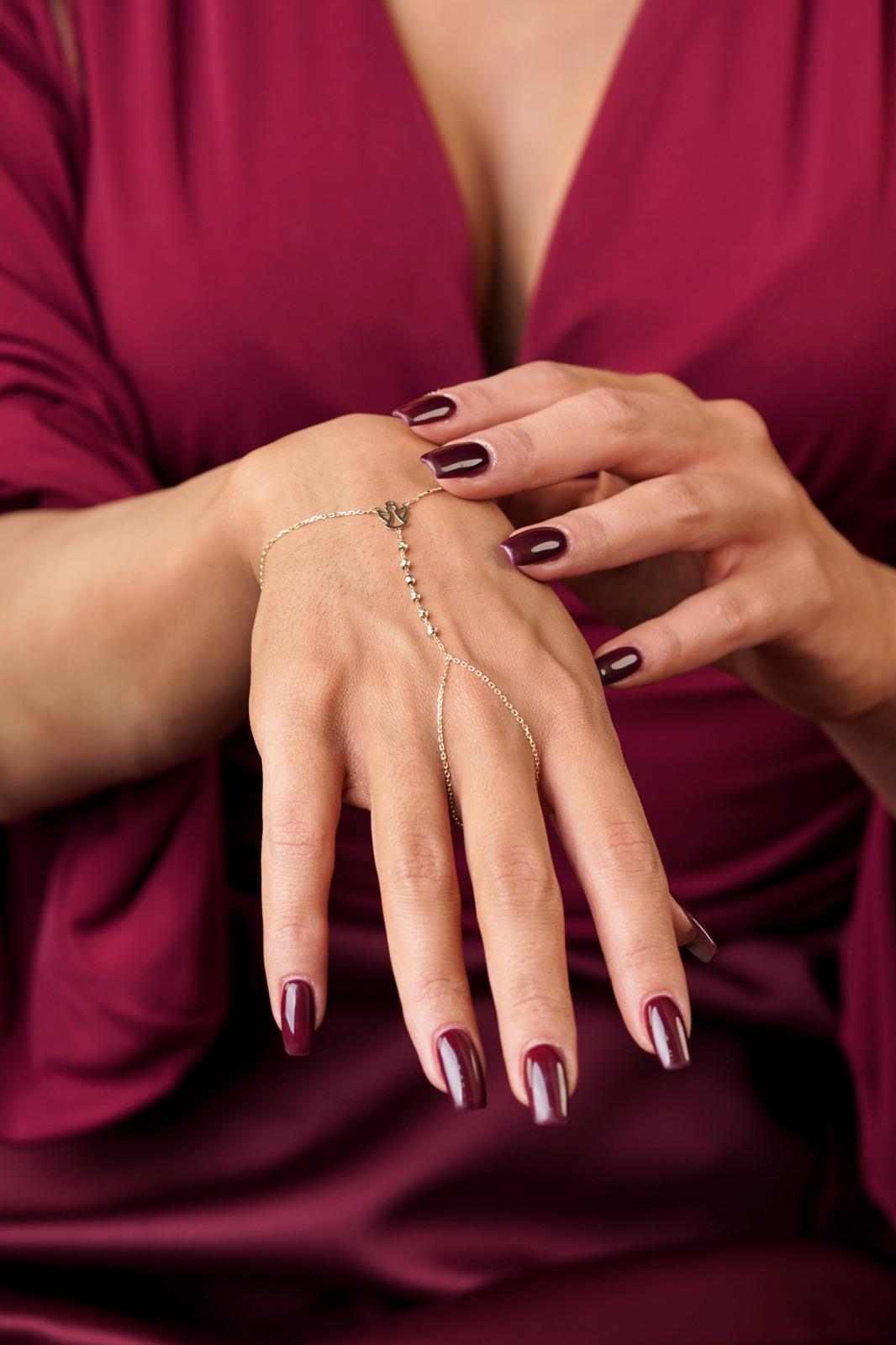 14ct Gold Angel Charm Beaded Hand Chain