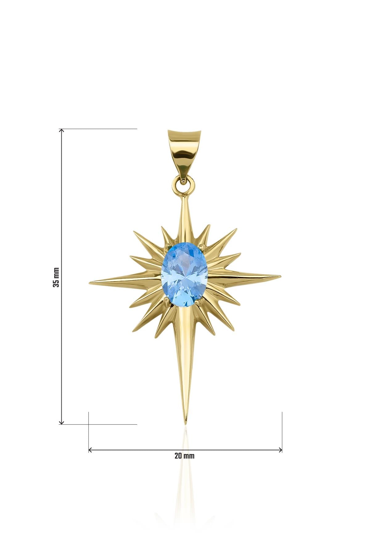 14ct Gold Aquamarine Stone Polar Star Charm