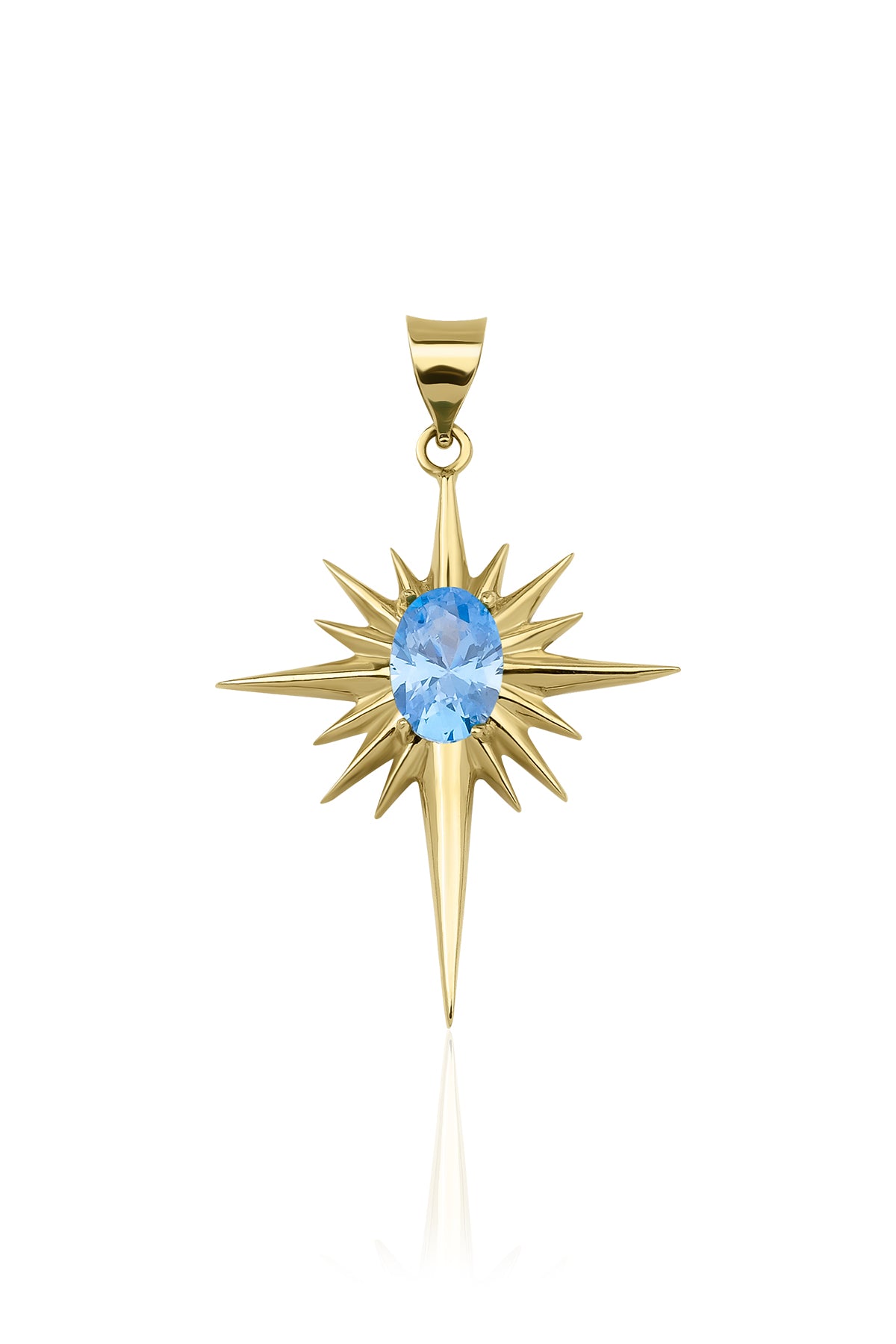 14ct Gold Aquamarine Stone Polar Star Charm