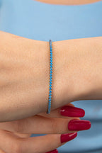 14ct Gold Aquamarine Thin Tennis Bracelet