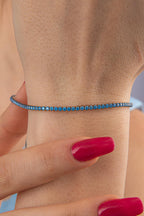 14ct Gold Aquamarine Thin Tennis Bracelet