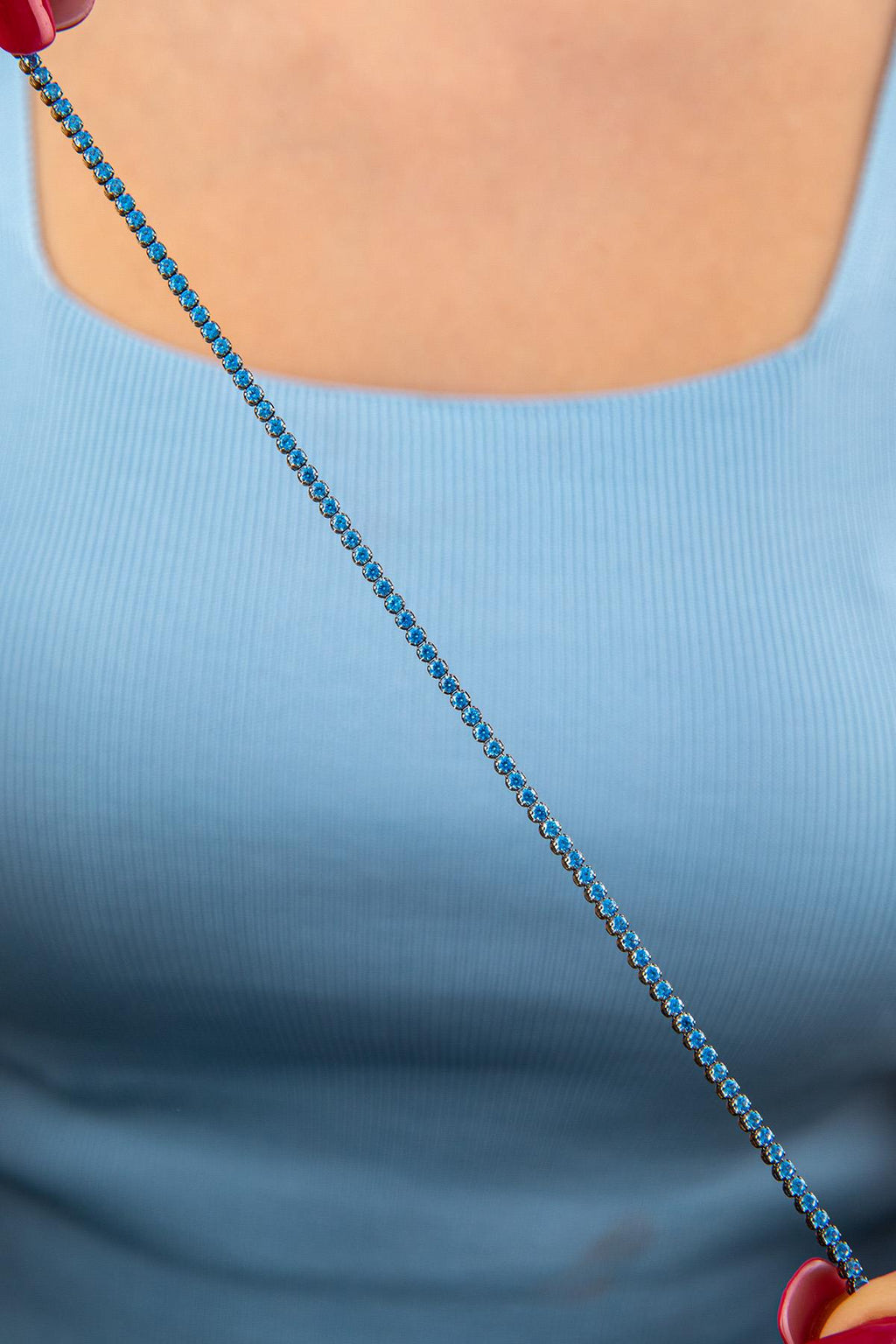 14ct Gold Aquamarine Thin Tennis Bracelet