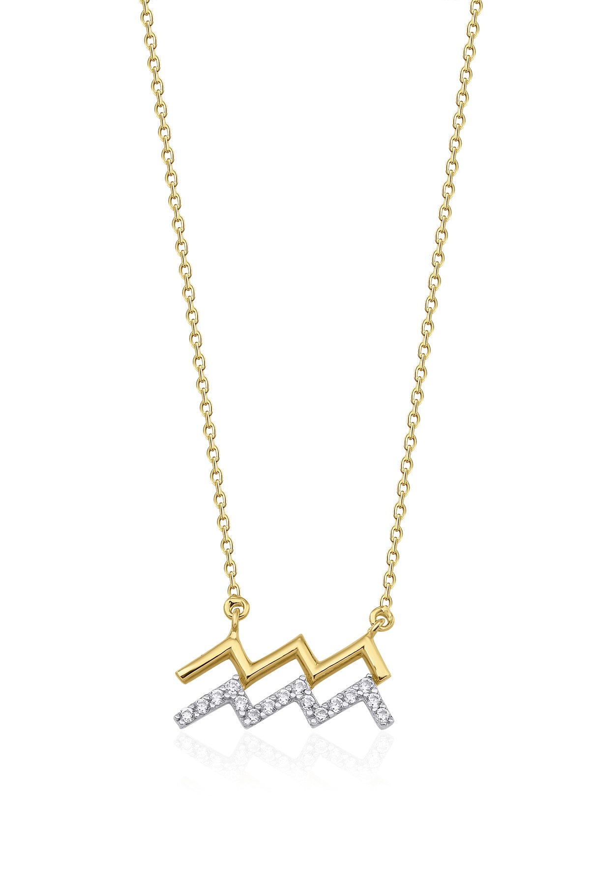 14ct Gold Aquarius Zodiac Sign Necklace