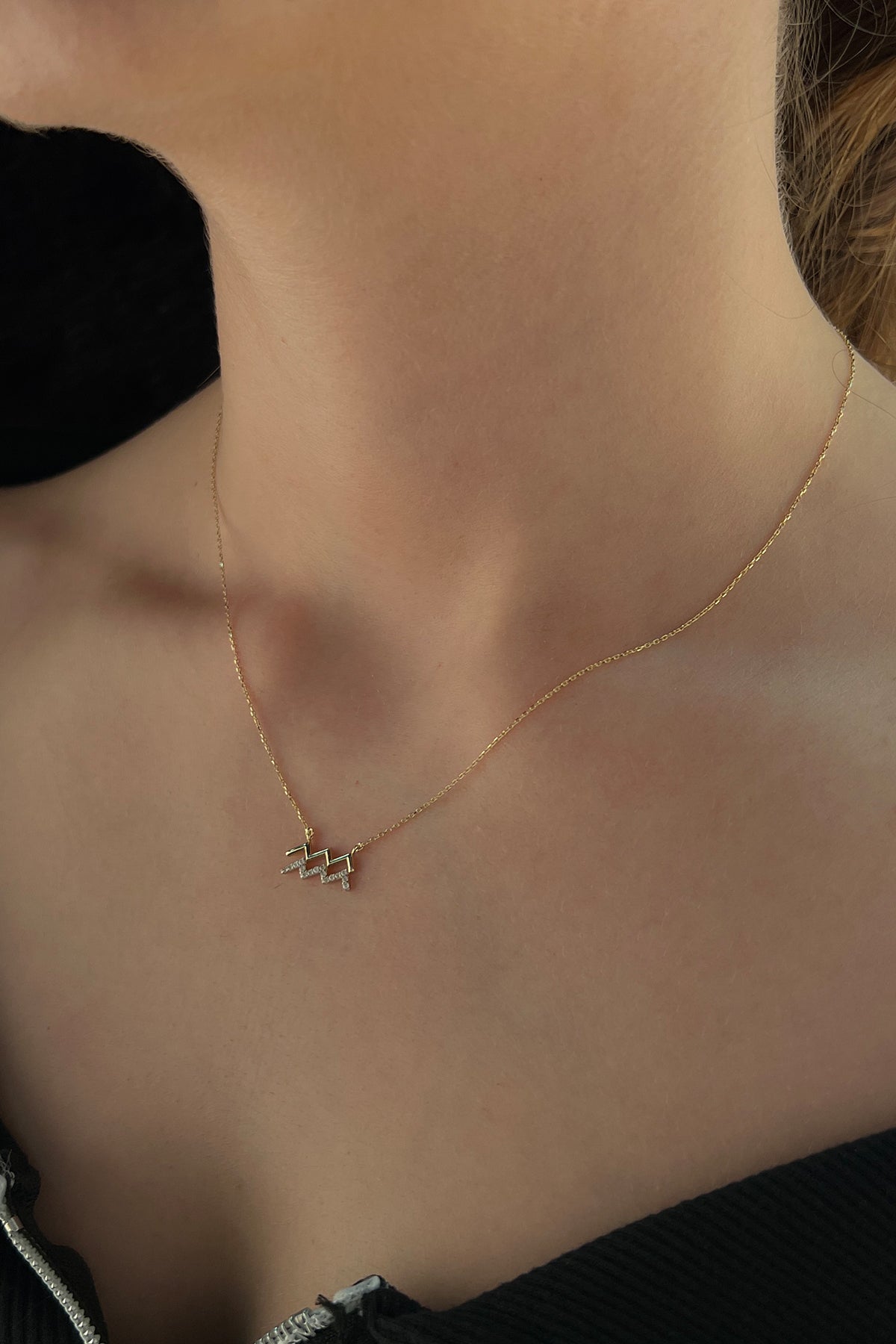 14ct Gold Aquarius Zodiac Sign Necklace