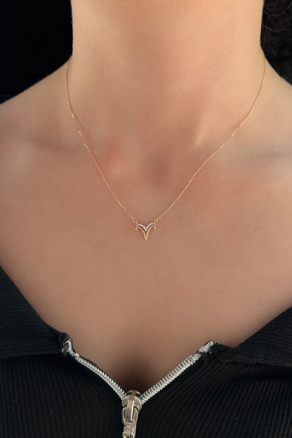 14ct Gold Aries Zodiac Sign Necklace