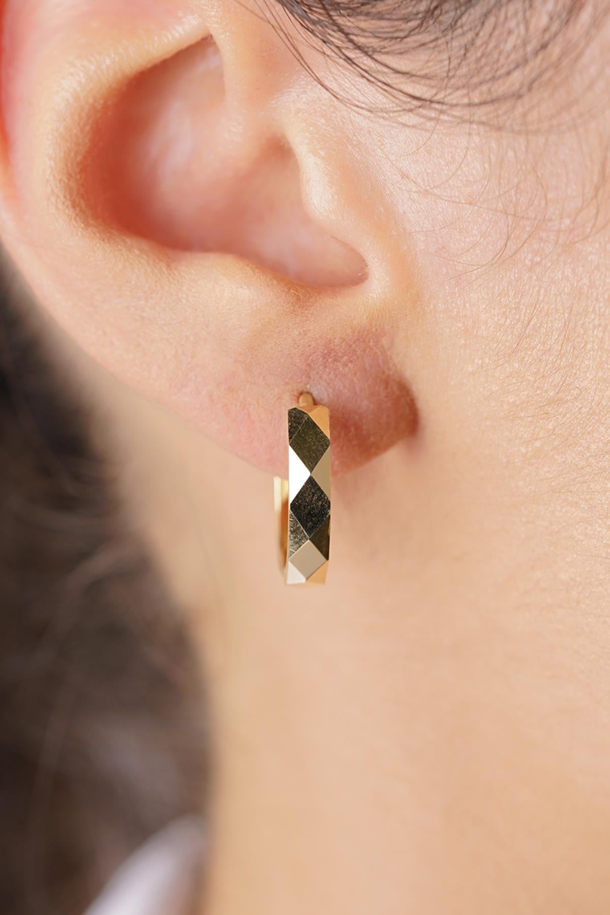 14K Gold Asymmetric Hoop Earrings