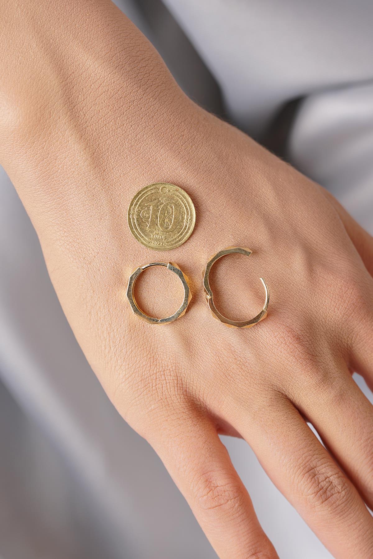 14K Gold Asymmetric Hoop Earrings