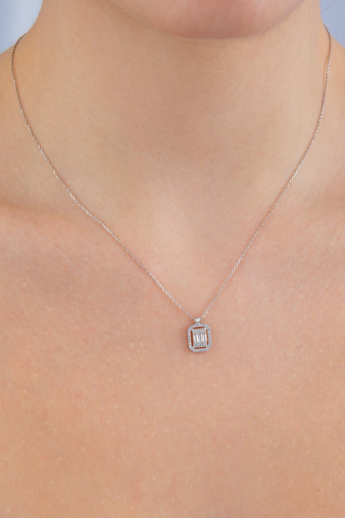 14ct Gold Baguette Necklace