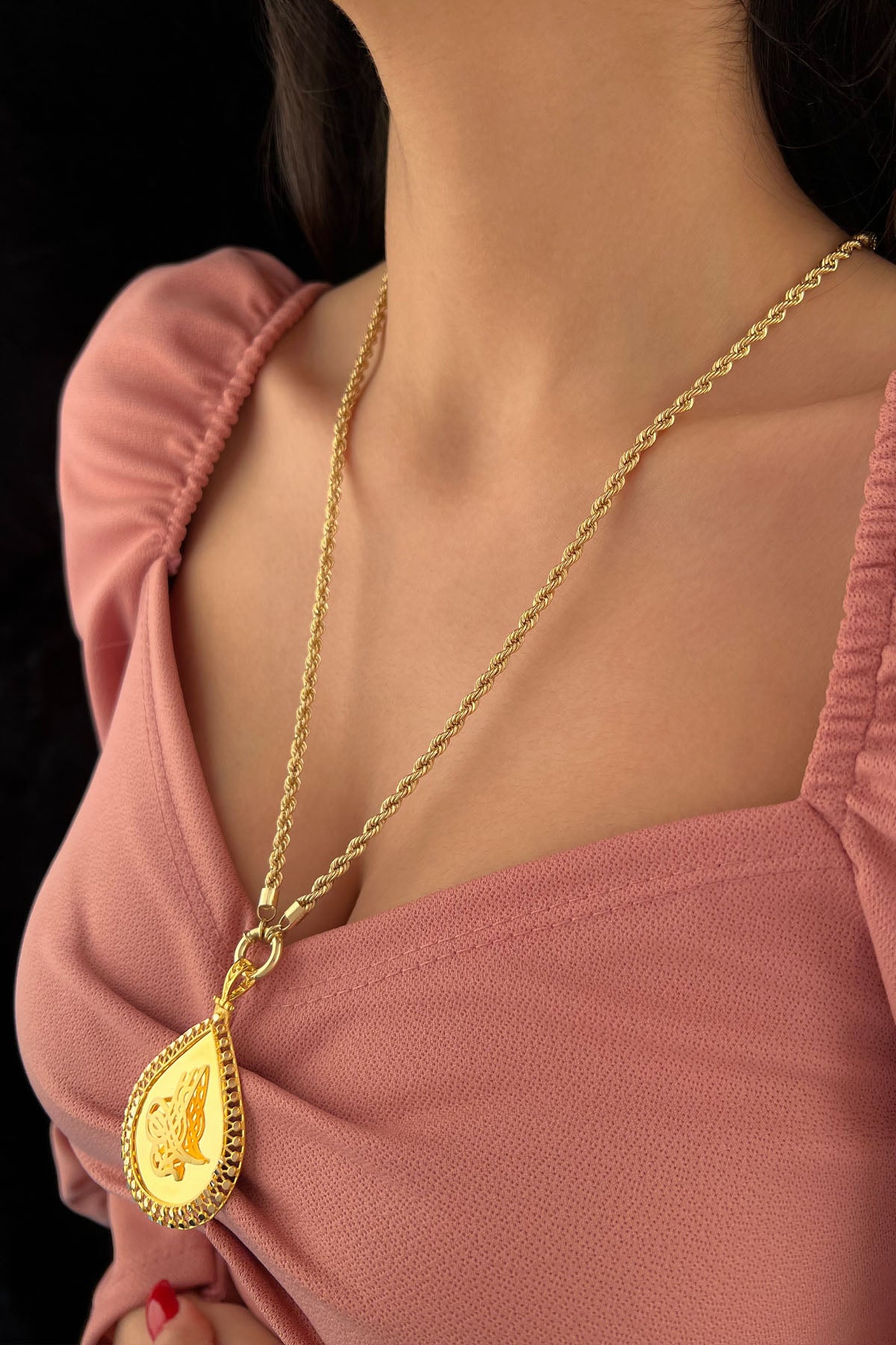 14K Gold Baguette Necklace