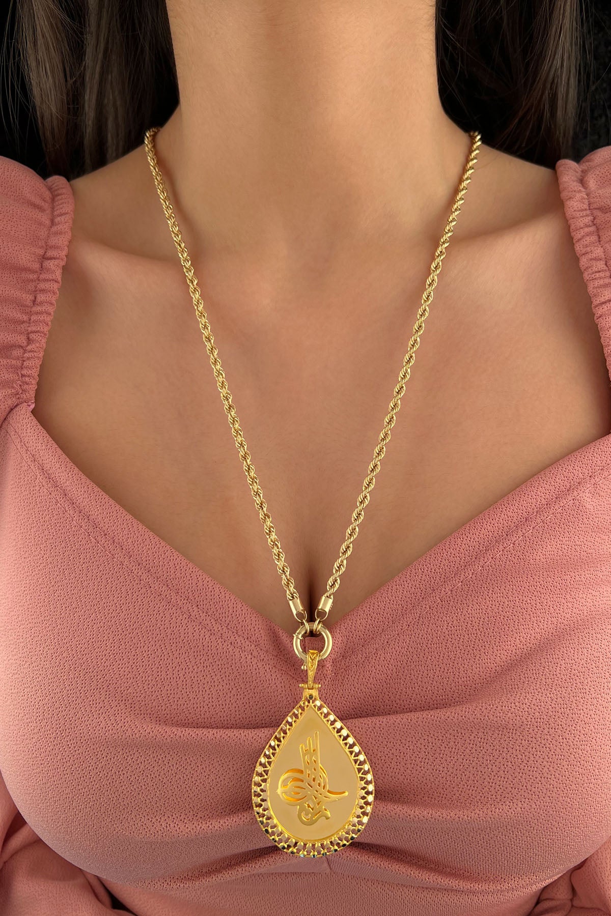 14K Gold Baguette Necklace