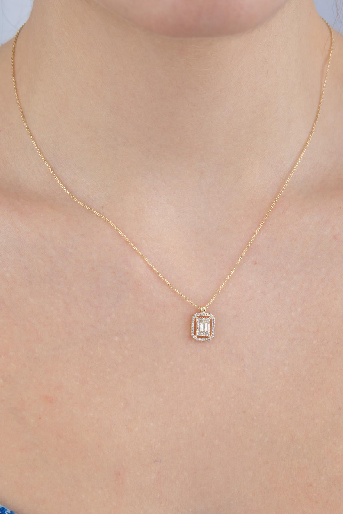 14ct Gold Baguette Necklace