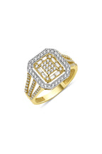 14ct Gold Baguette Square Row Ring