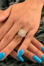 14ct Gold Baguette Square Row Ring