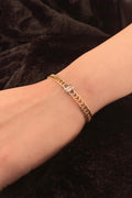 14ct Gold Baguette Stone Knitted Bracelet