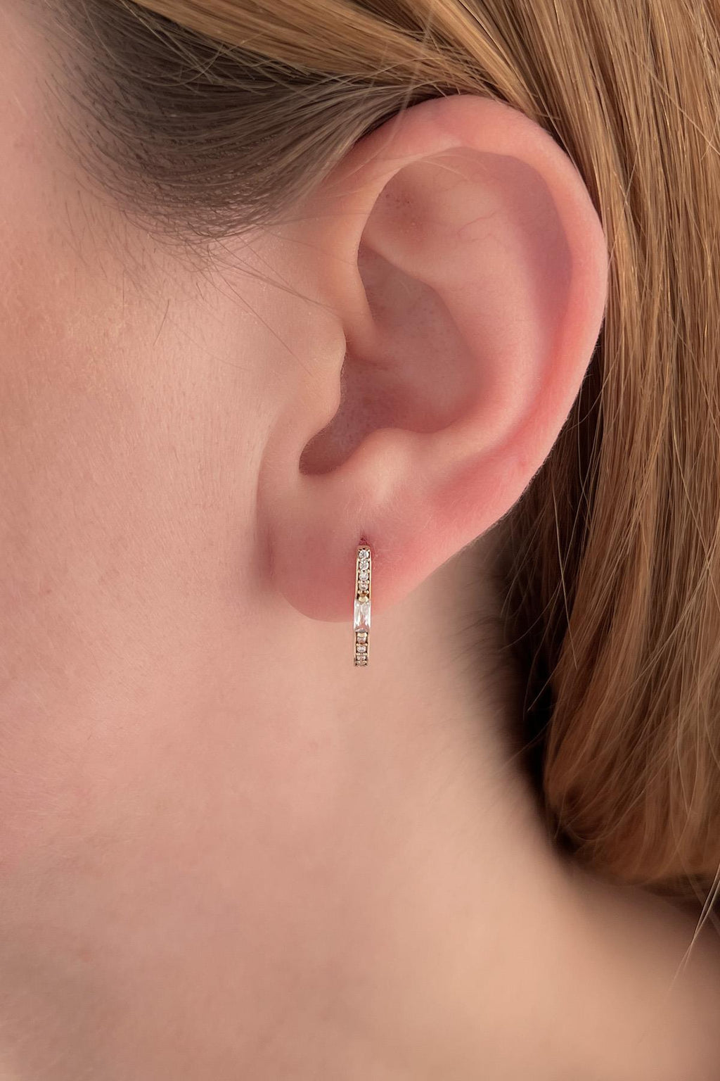 14ct Gold Baguette Stone Rectangle Earrings