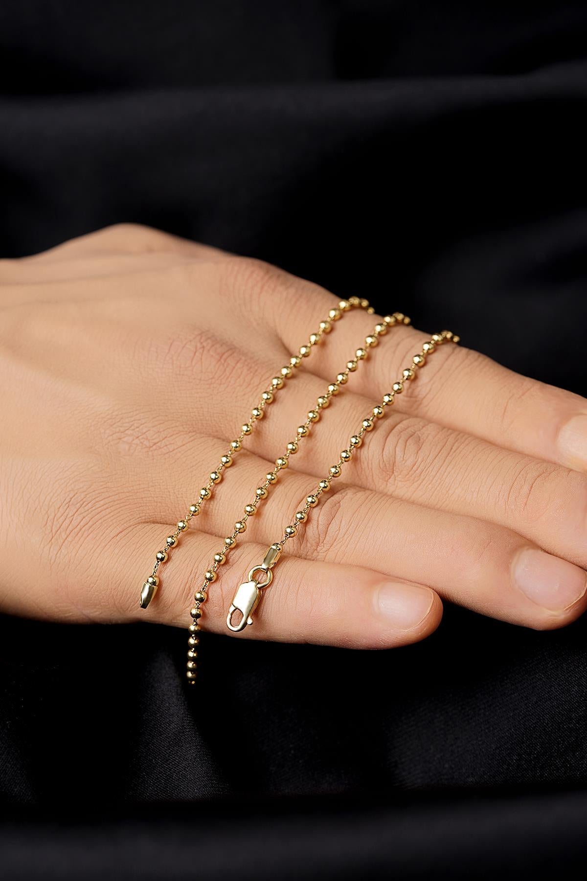 14ct Gold Ball Bead Chain   0.098 inch