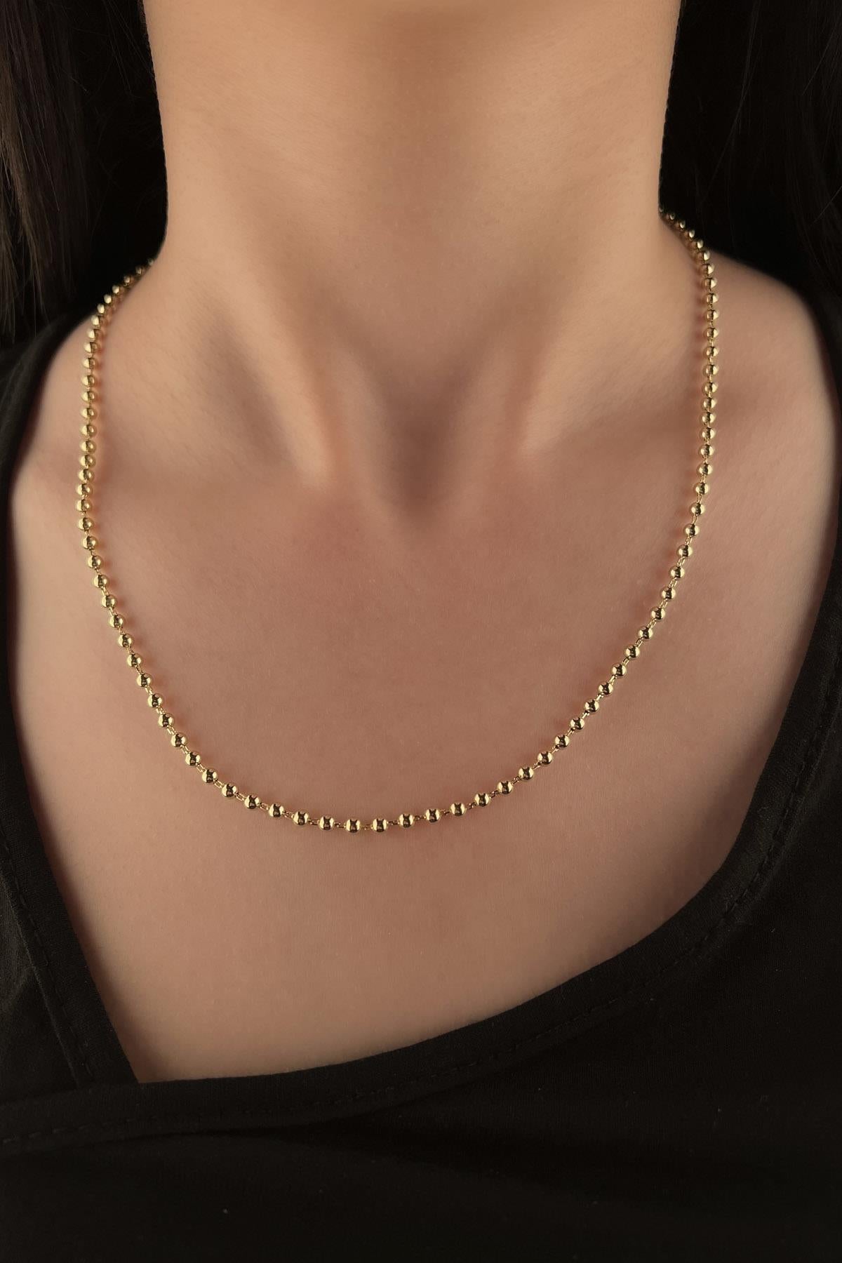 14K Gold Ball Bead Chain   0.102 inch