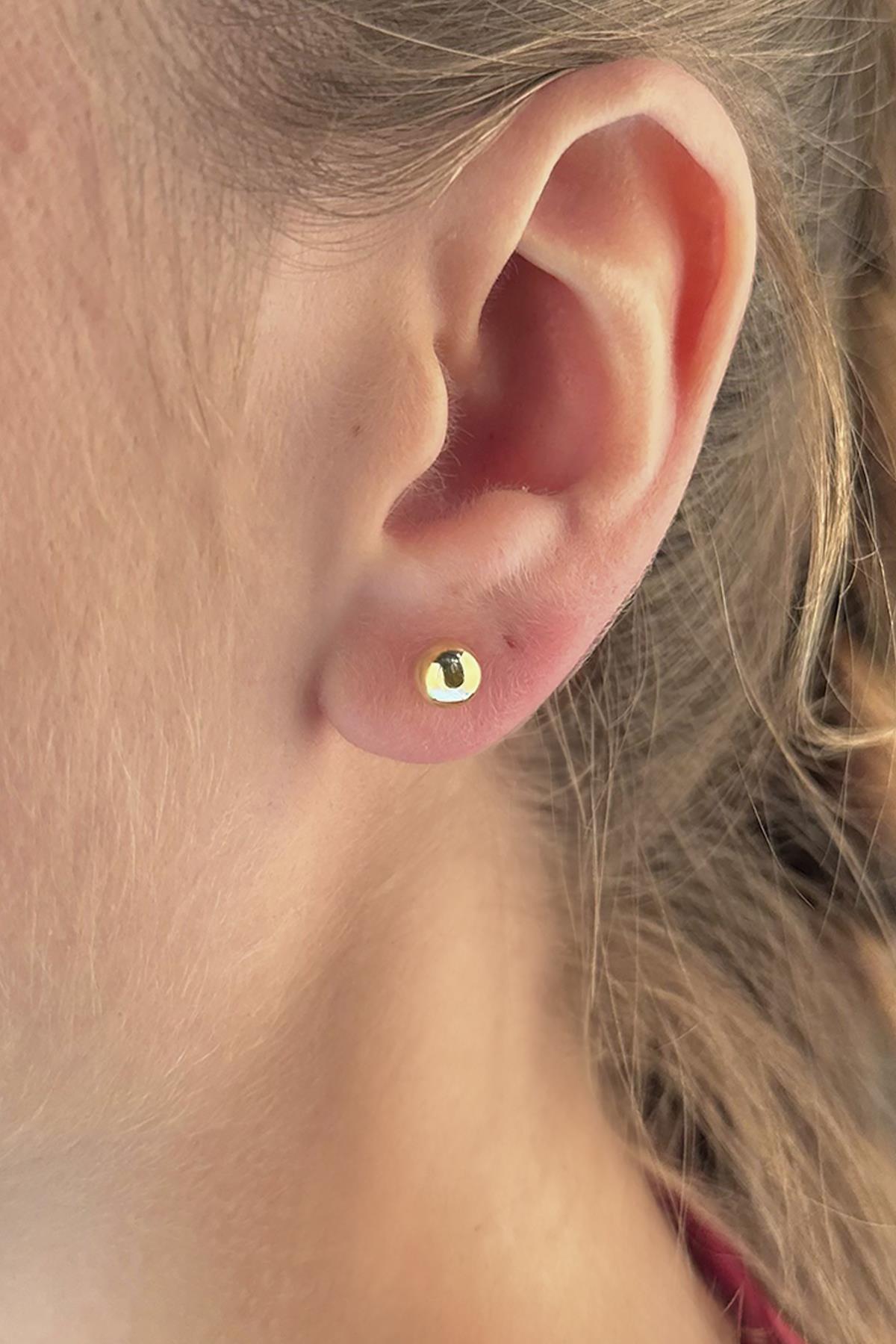 14K Gold Ball Stud Earrings  0.236 inch