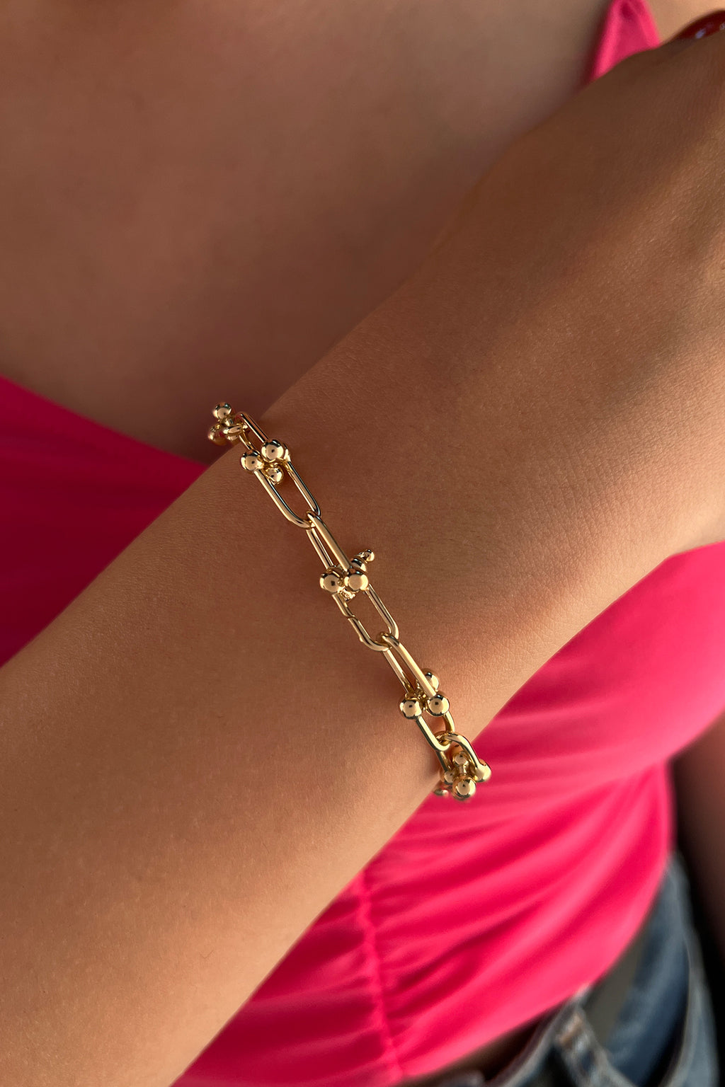 14ct Gold Bauble Paperclip Brcaelet