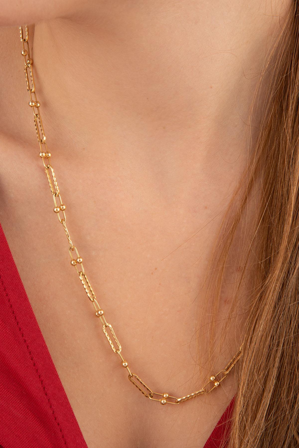14K Gold Bauble Paperclip Chain