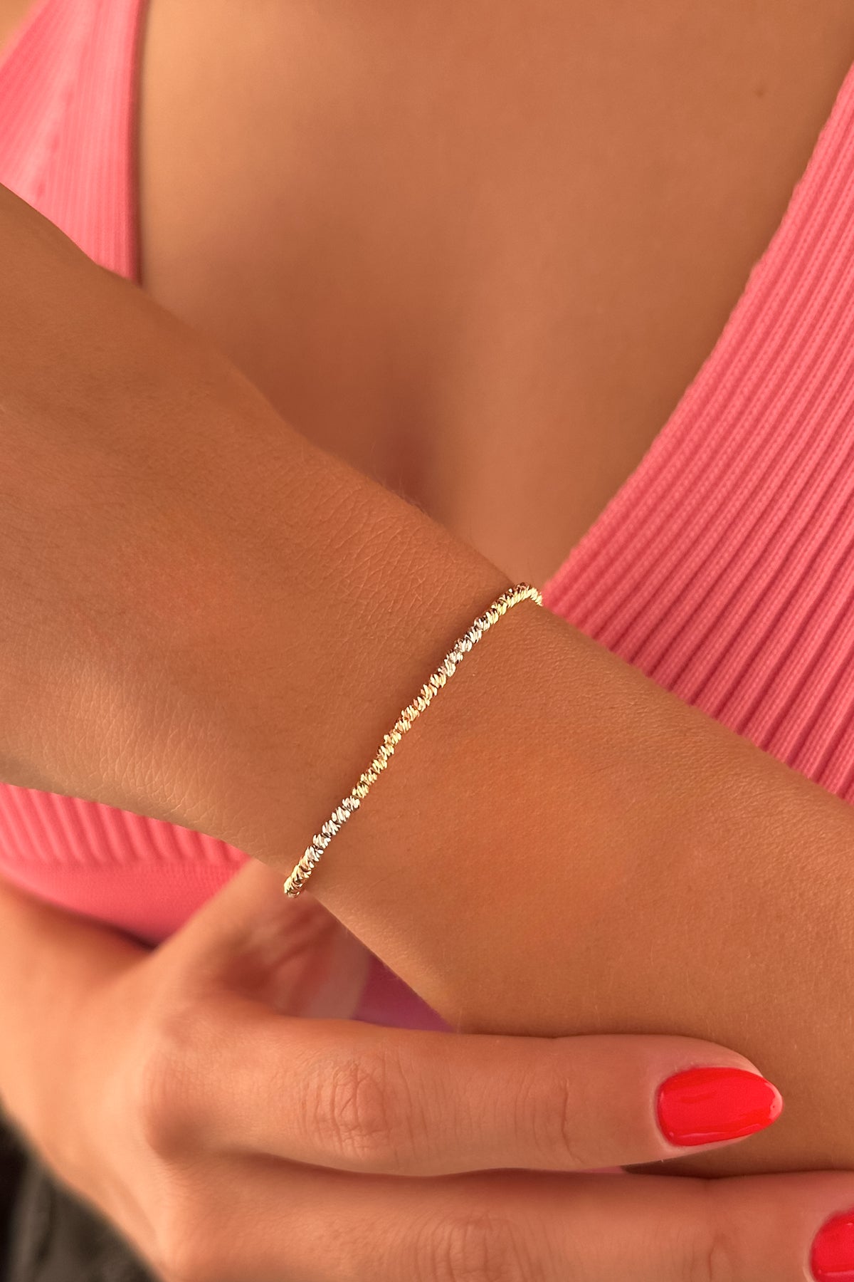 14K Gold Bead Ball Diamond Cut Bracelet
