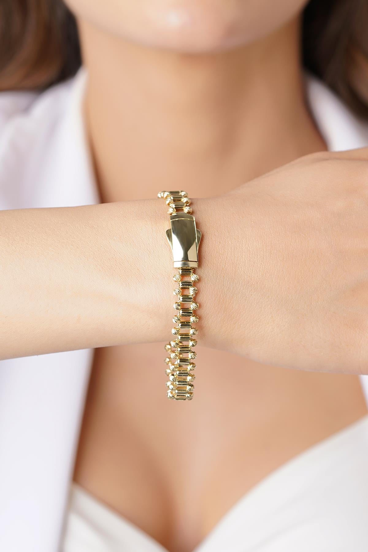 14K Gold Beaded Roller Bracelet