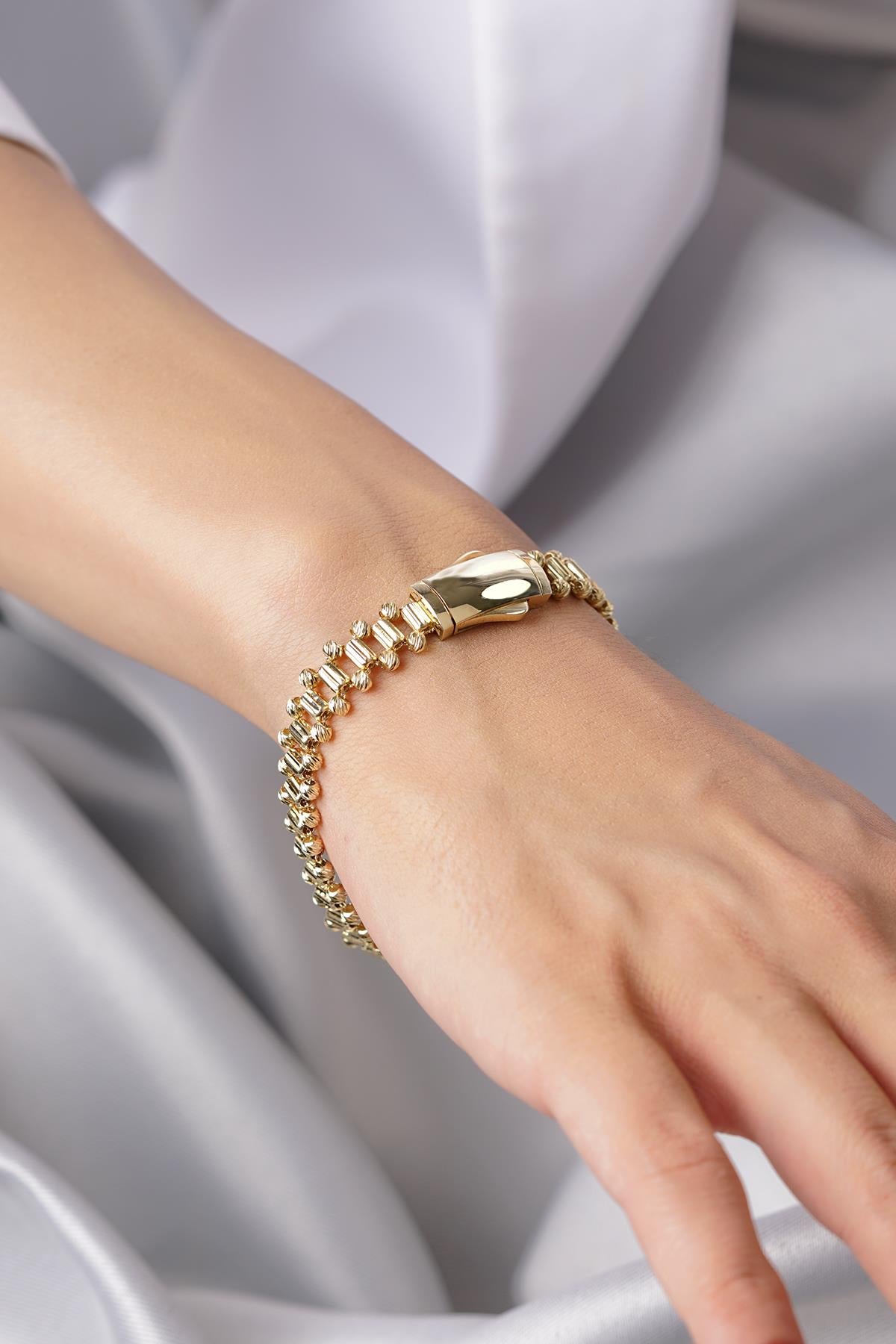 14K Gold Beaded Roller Bracelet