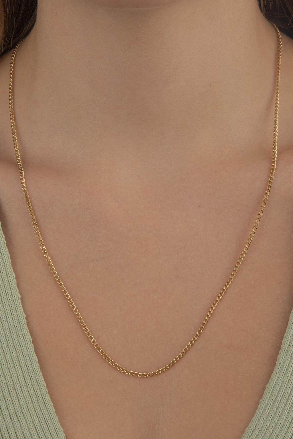 14ct Gold Bevelled Cuban Chain  0.082 inch