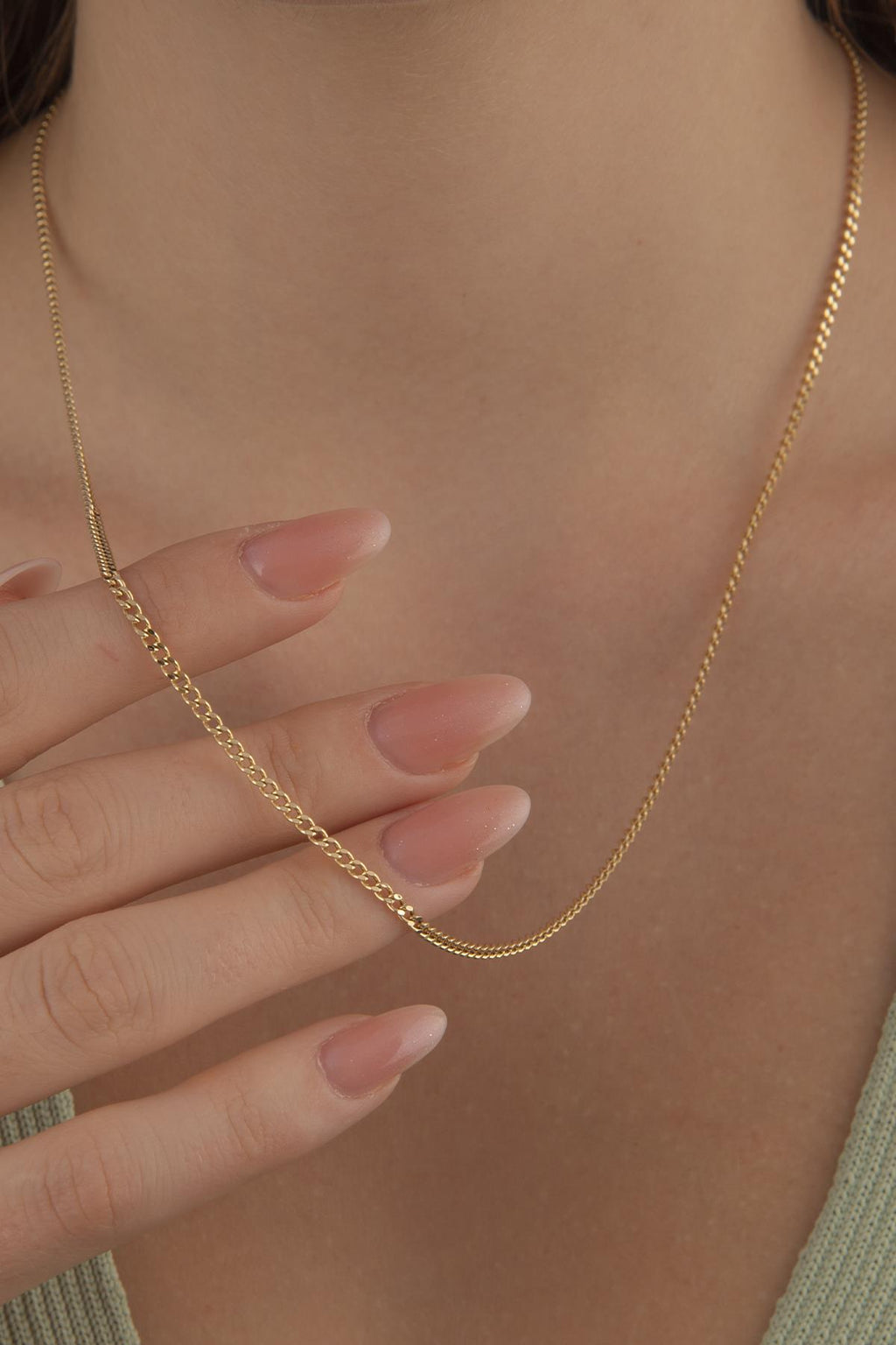 14ct Gold Bevelled Cuban Chain  0.082 inch