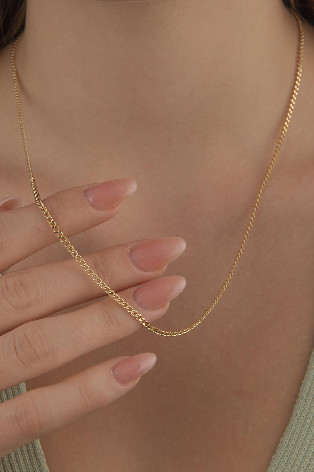 14ct Gold Bevelled Cuban Chain  0.082 inch