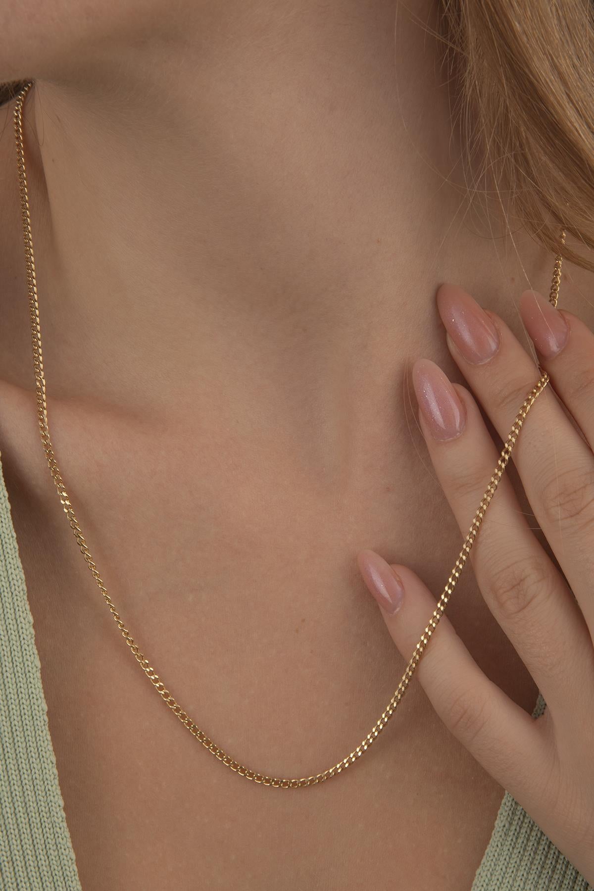 14ct Gold Bevelled Cuban Chain  0.082 inch