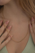 14ct Gold Bevelled Cuban Chain  0.082 inch