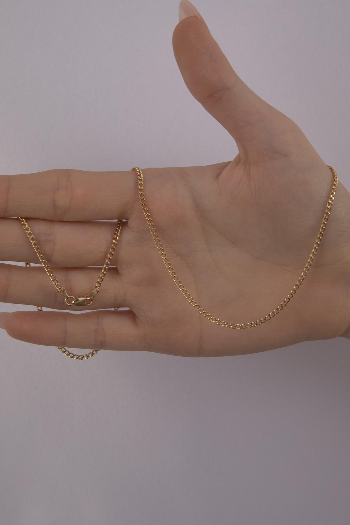 14ct Gold Bevelled Cuban Chain  0.082 inch