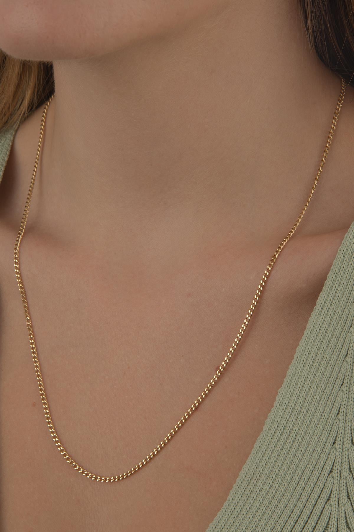 14ct Gold Bevelled Cuban Chain  0.082 inch